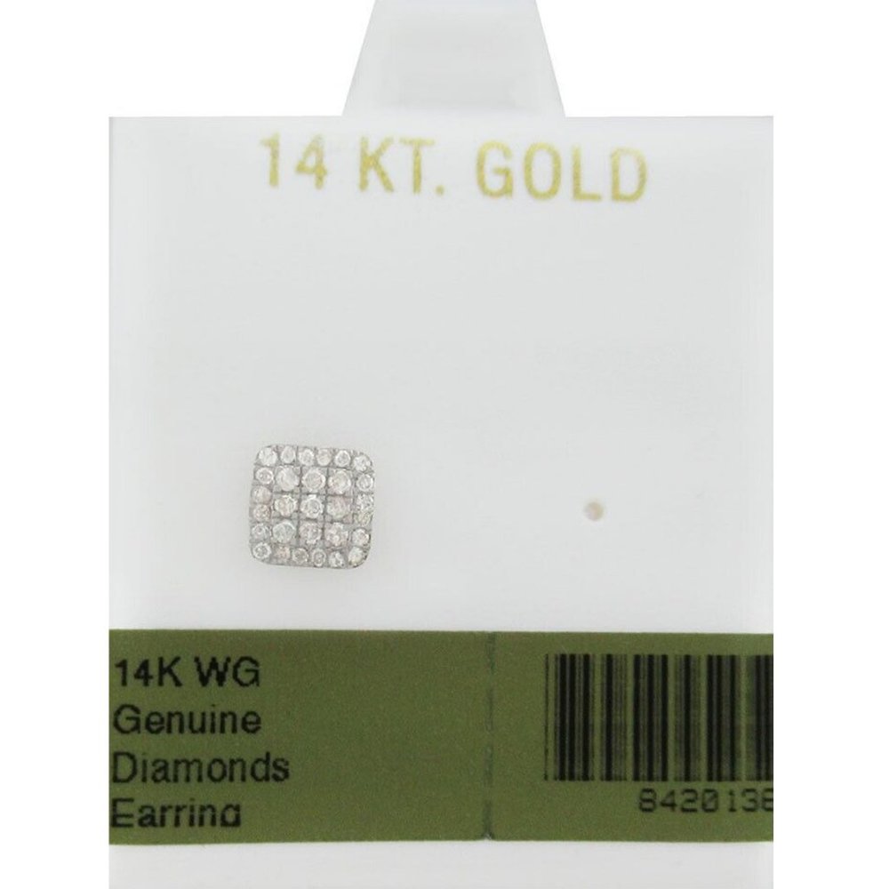 Genuine 0.56 Cts Diamonds Stud Single Earring 14K White Gold